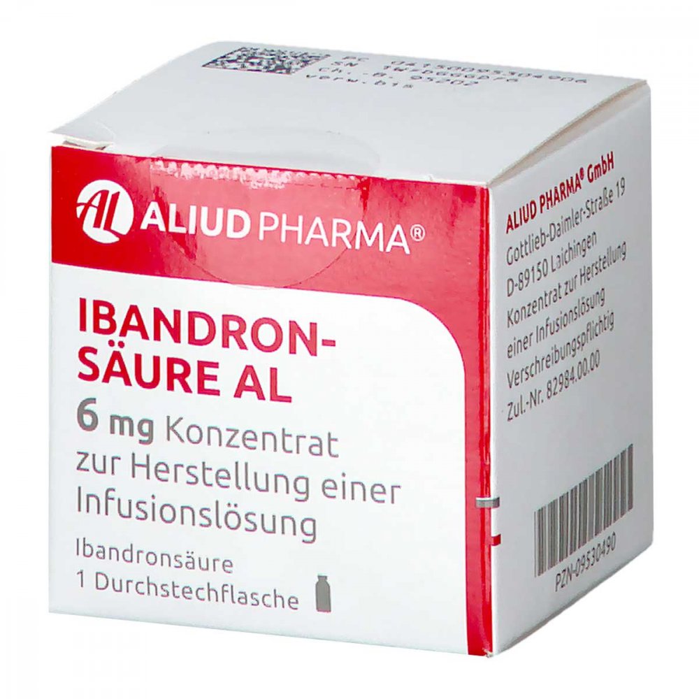 Das Produktfoto zeigt Ibandronsäure Al 6 Mg/6 Ml Konz.Z.Her.E.Inf.-Lsg. (1 stk) PZN 09530490