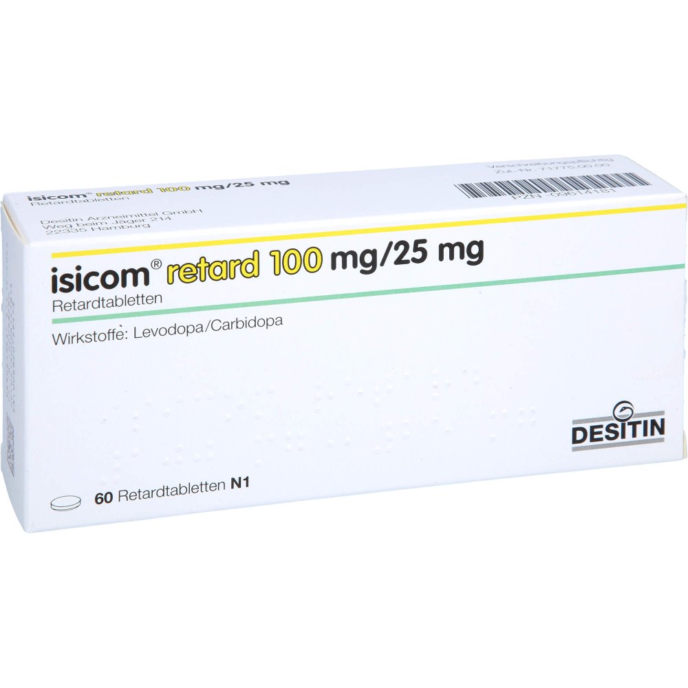 Das Produktfoto zeigt Isicom Retard 100 Mg/25 Mg Retardtabletten (60 stk) PZN 09614181