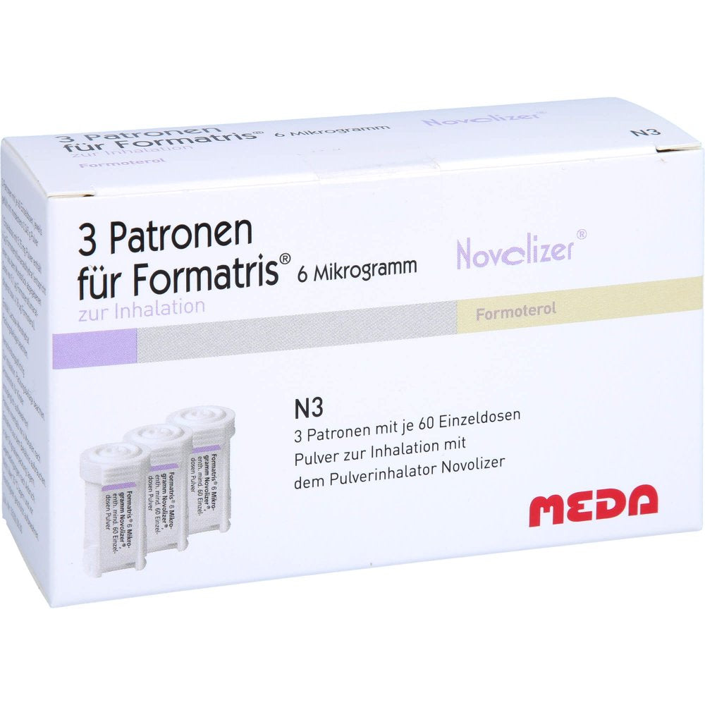 Das Produktfoto zeigt Formatris 6μg Novolizer 3x60 Ed Patrone (3 stk) PZN 09617682