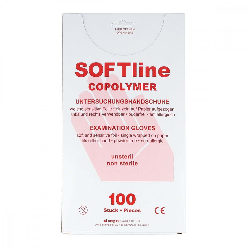 Das Produktfoto zeigt Copolymer Handschuhe Unsteril Gr.M (100 stk) PZN 09619149