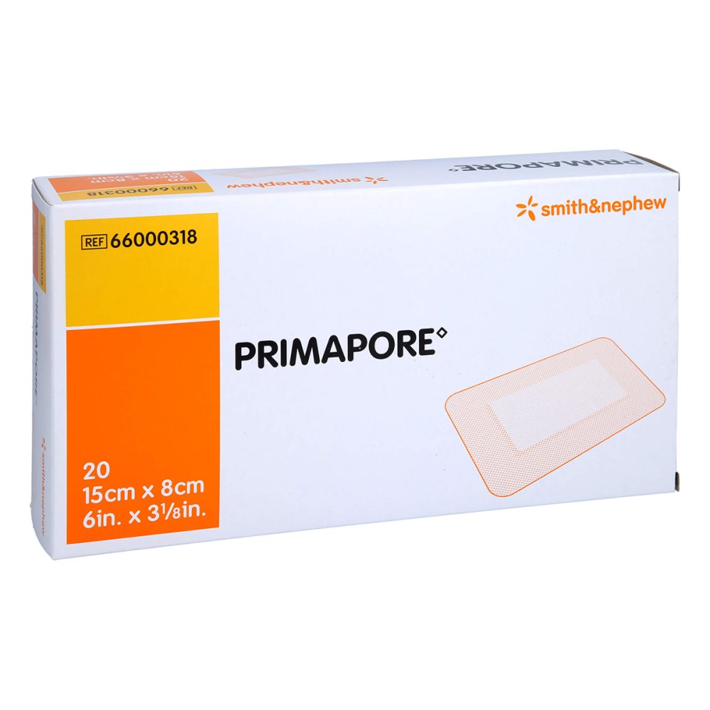 Das Produktfoto zeigt Primapore 8x15 Cm Wundverband Steril (20 stk) PZN 09643811