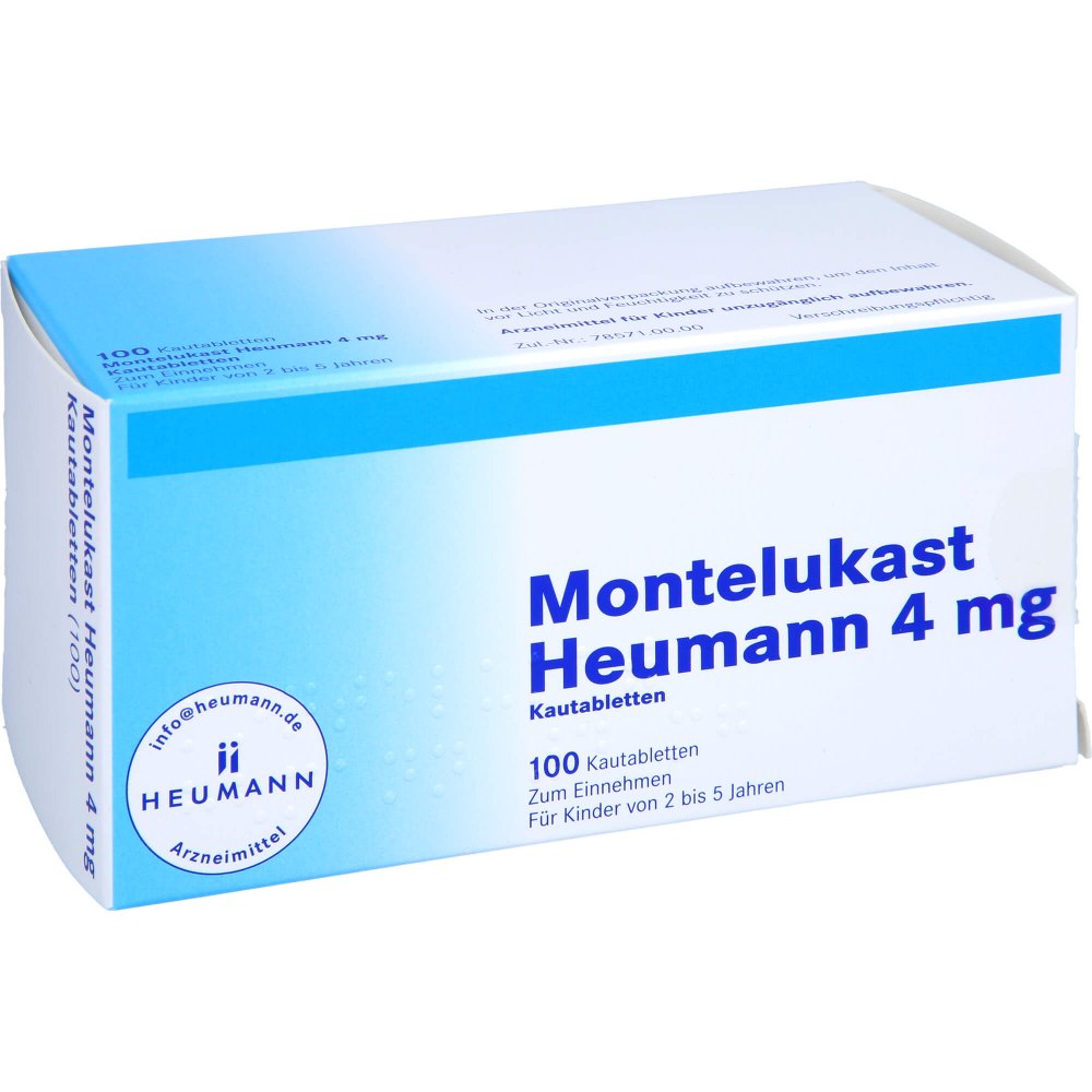 Das Produktfoto zeigt Montelukast Heumann 4 Mg Kautabletten (100 stk) PZN 09673491