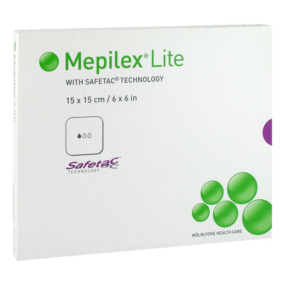 Das Produktfoto zeigt Mepilex Lite Schaumverband 15x15 Cm Steril (5 stk) PZN 09680901