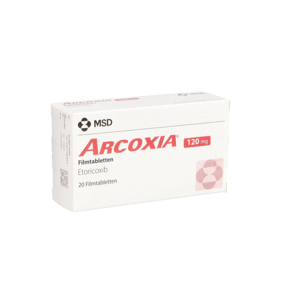 Das Produktfoto zeigt Arcoxia 120 Mg Filmtabletten (20 stk) PZN 09714209