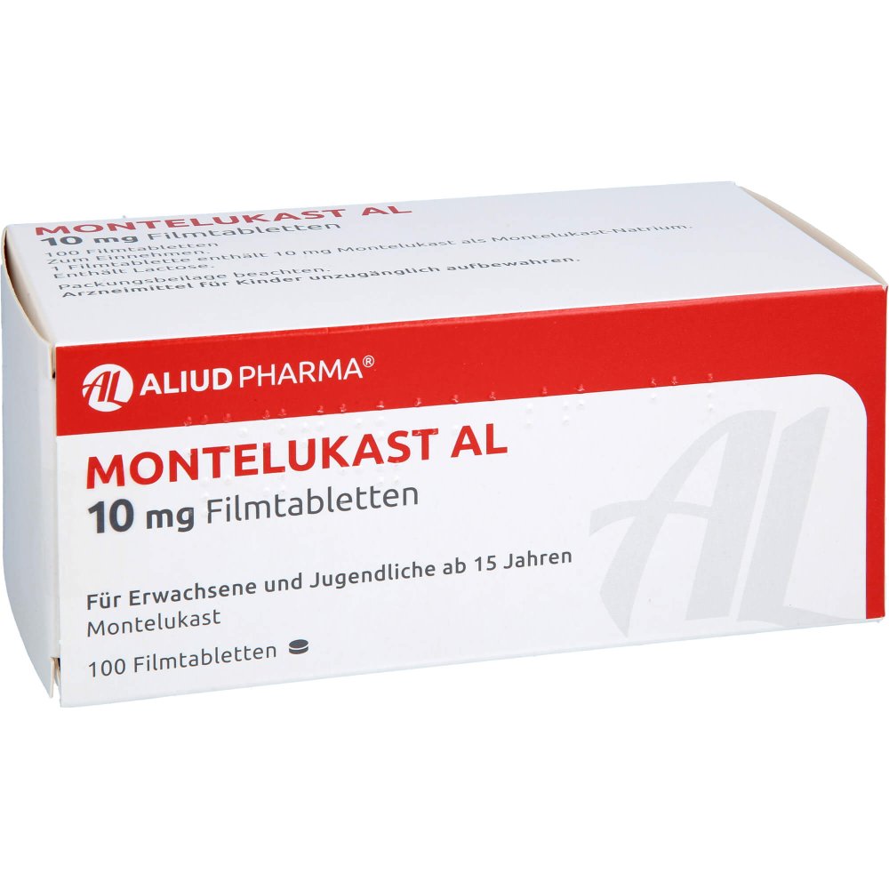 Das Produktfoto zeigt Montelukast Al 10 Mg Filmtabletten (100 stk) PZN 09718495