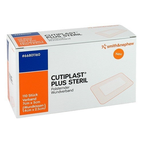 Das Produktfoto zeigt Cutiplast Plus Steril 5x7 Cm Verband (110 stk) PZN 09732561