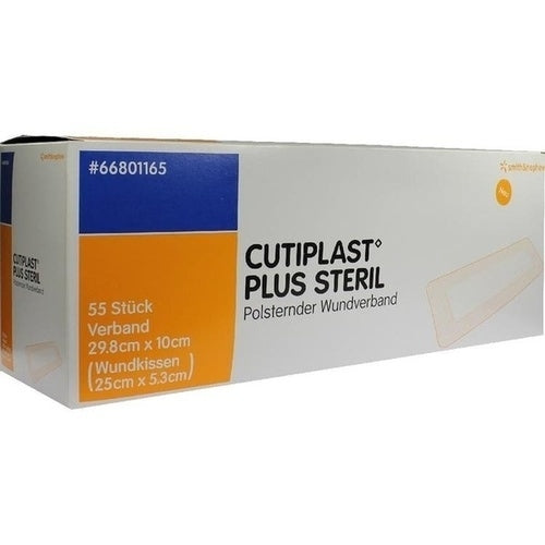 Das Produktfoto zeigt Cutiplast Plus Steril 10x29,8 Cm Verband (55 stk) PZN 09732621