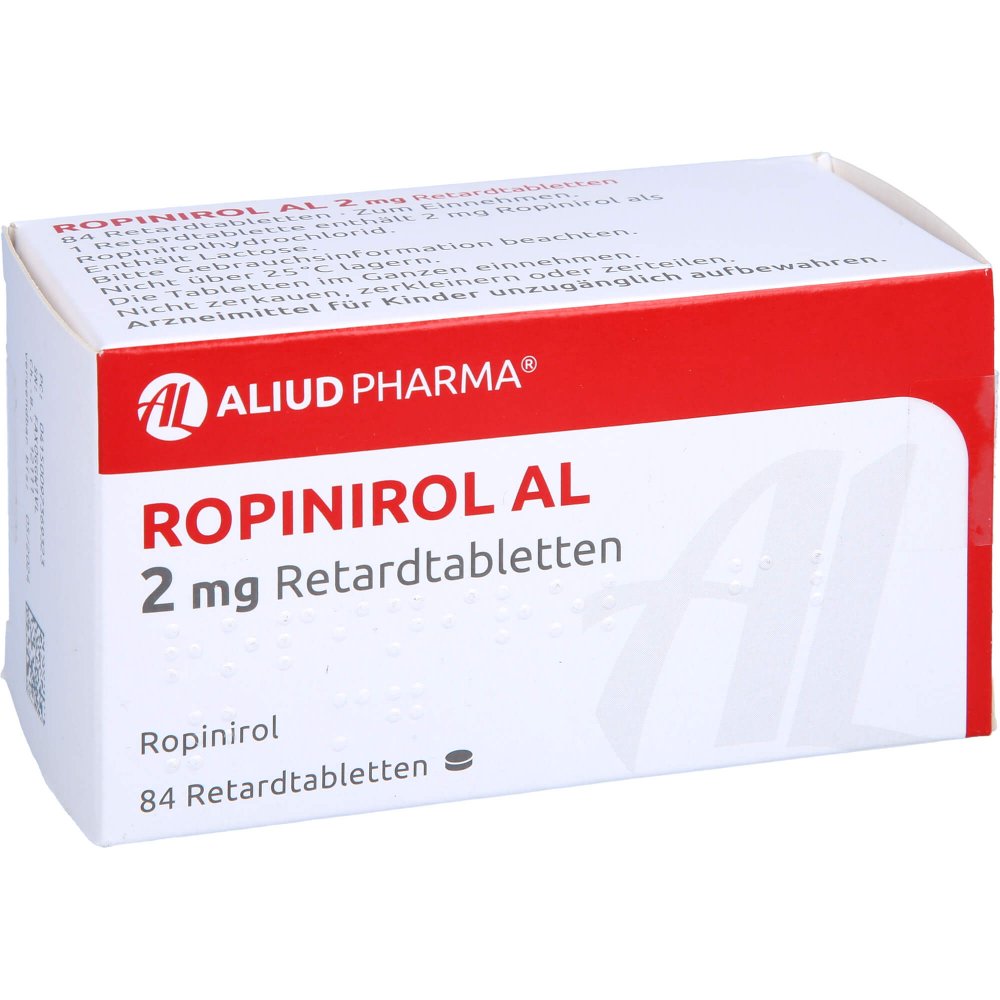 Das Produktfoto zeigt Ropinirol Al 2 Mg Retardtabletten (84 stk) PZN 09736932