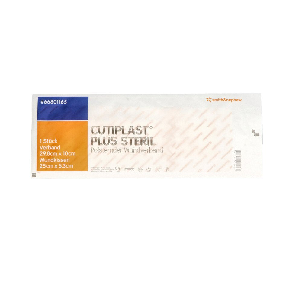 Das Produktfoto zeigt Cutiplast Plus Steril 10x29,8 Cm Verband (1 stk) PZN 09755728