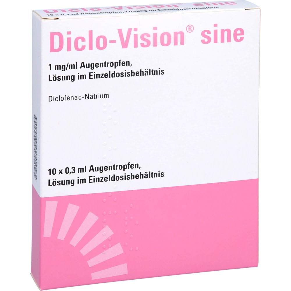 Das Produktfoto zeigt Diclo-Vision Sine 1mg/Ml Augentr. Single-Dose Unit (10X0.3 ml) PZN 09777380