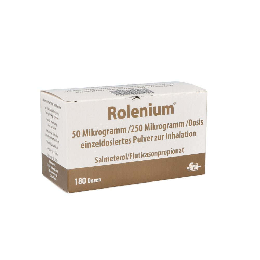 Das Produktfoto zeigt Rolenium 50 Μg/250 Μg/Dosis 60ed Einzeld.Plv.Inh. (3X60 stk) PZN 09780034