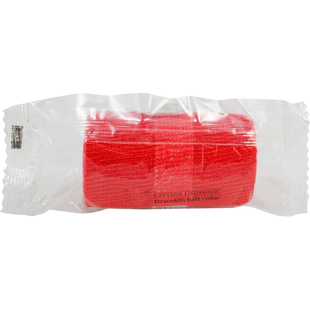 Das Produktfoto zeigt Dracoelfi Haft Color Elast.Fixierb.8 Cmx4 M Rot (1 stk) PZN 09780241