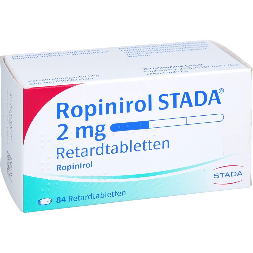Das Produktfoto zeigt Ropinirol Stada 2 Mg Retardtabletten (84 stk) PZN 09783274