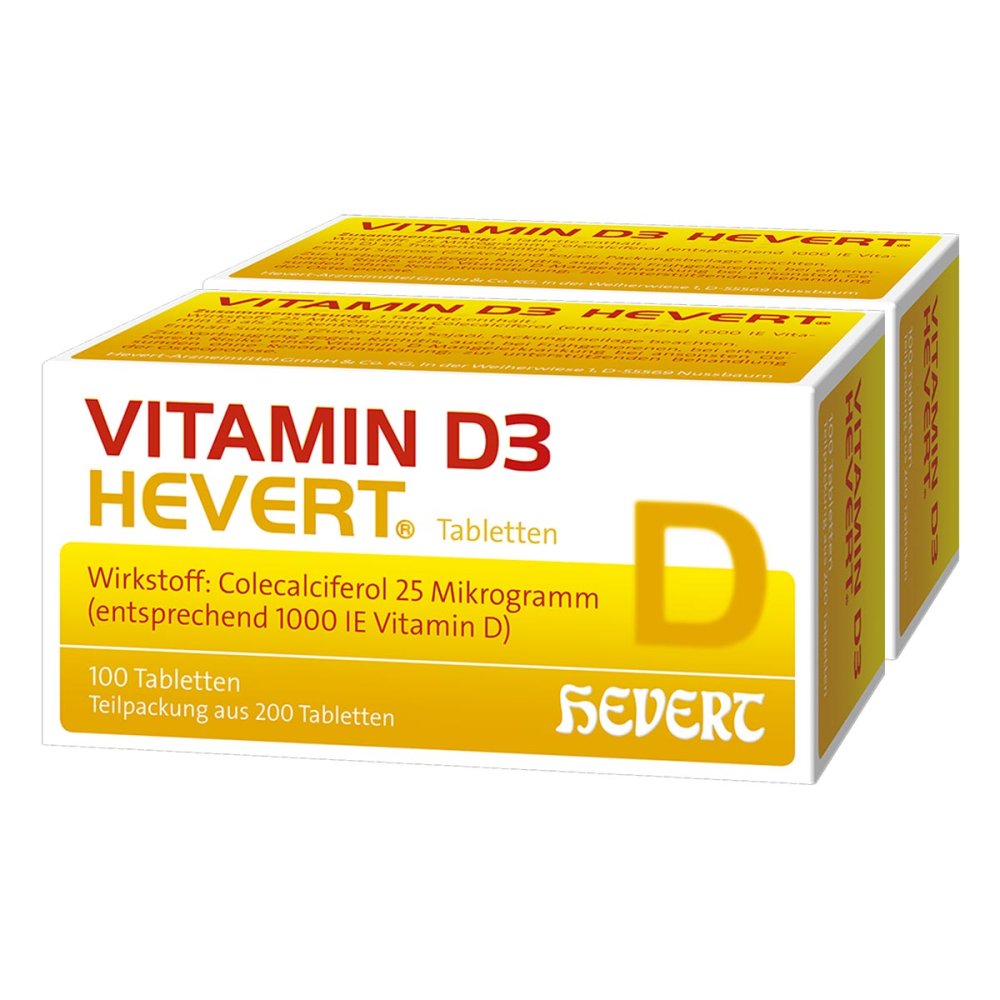 Das Produktfoto zeigt Vitamin D3 Hevert Tabletten (200 stk) PZN 09887387