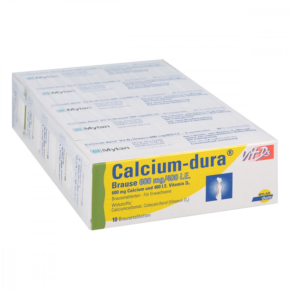 Das Produktfoto zeigt Calcium Dura Vit D3 Brause 600 Mg/400 I.E. (50 stk) PZN 09911625