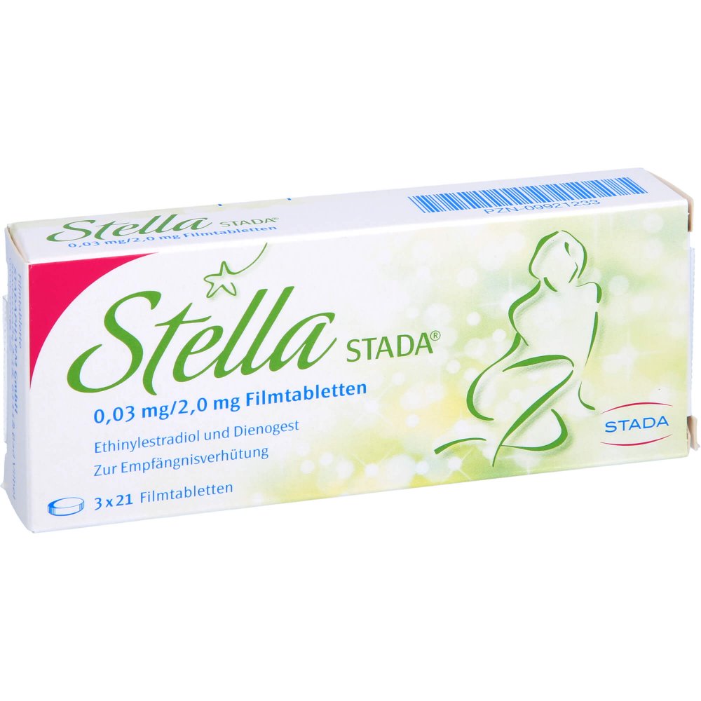Das Produktfoto zeigt Stella Stada 0,03 Mg/2 Mg Filmtabletten (63 stk) PZN 09921233