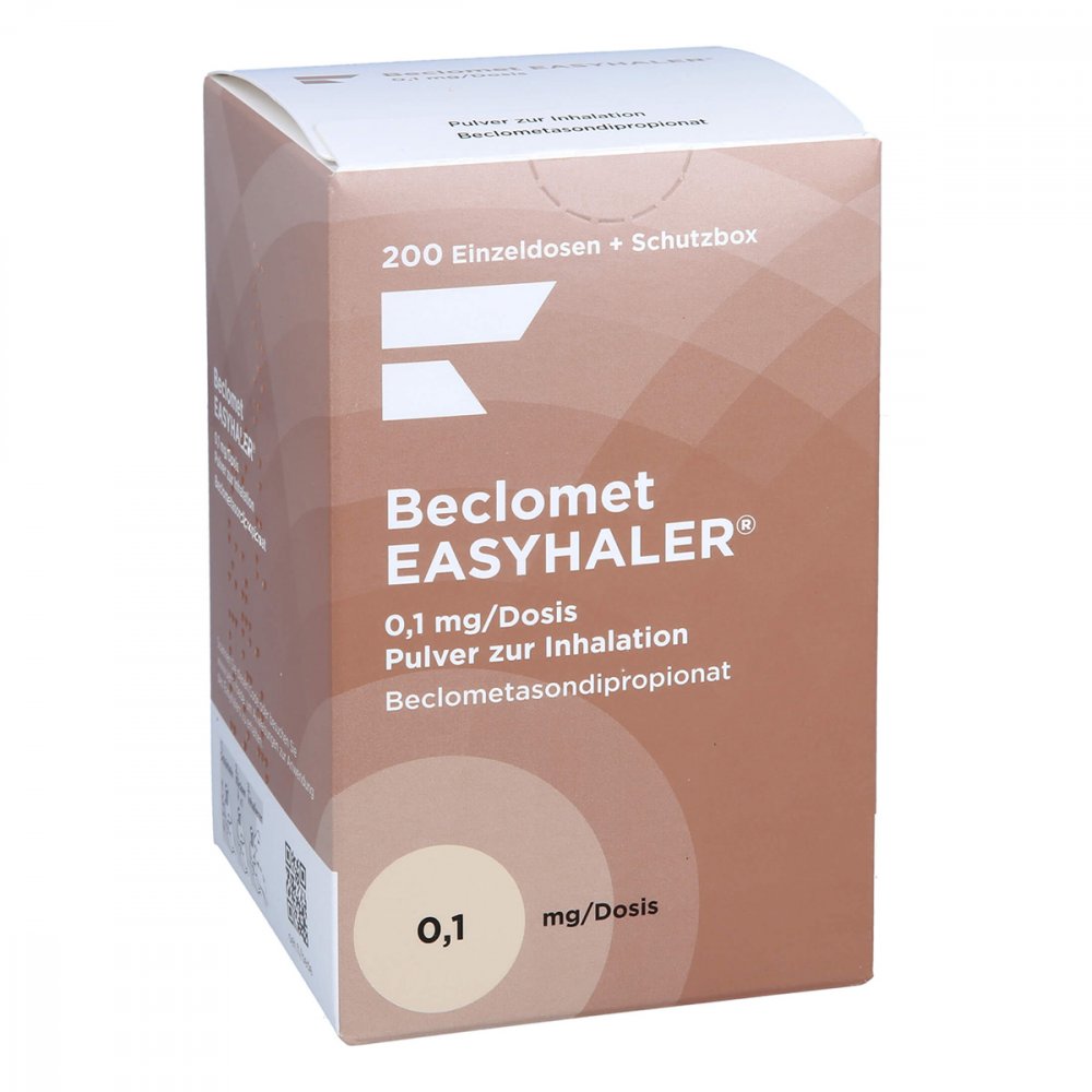 Das Produktfoto zeigt Beclomet Easyhaler 0,1 Mg/Dosis 200 Ed Starterkit (1 stk) PZN 09923373
