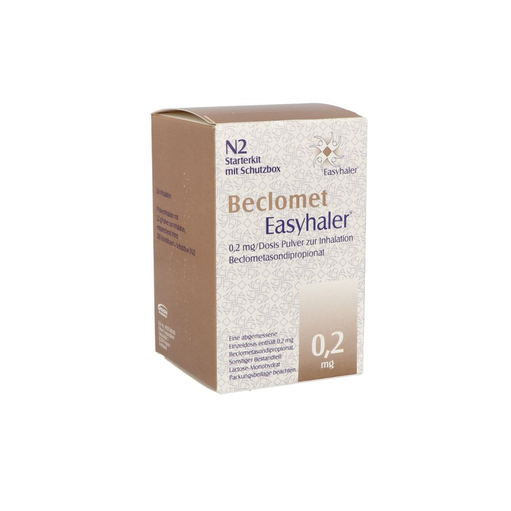 Das Produktfoto zeigt Beclomet Easyhaler 0,2 Mg/Dosis 200 Ed Starterkit (1 stk) PZN 09923404