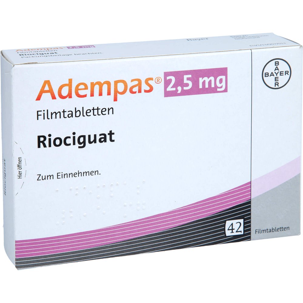Das Produktfoto zeigt Adempas 2,5 Mg Filmtabletten (42 stk) PZN 10002916