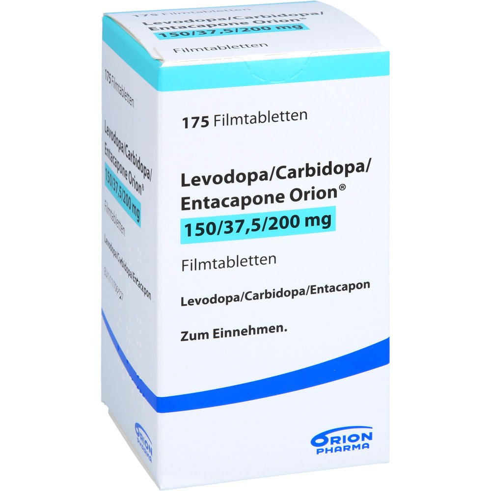 Das Produktfoto zeigt Levodopa/Carbidopa/Entacapone Orion 150/37,5/200 (175 stk) PZN 10018320