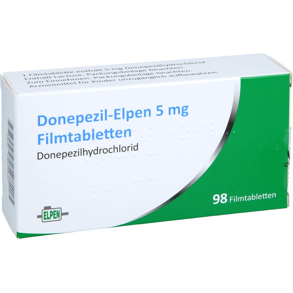Das Produktfoto zeigt Donepezil-Elpen 5 Mg Filmtabletten (98 stk) PZN 10044346