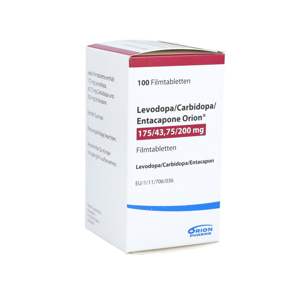Das Produktfoto zeigt Levodopa/Carbidopa/Entacapone Orion 175/43,75/200 (100 stk) PZN 10057277