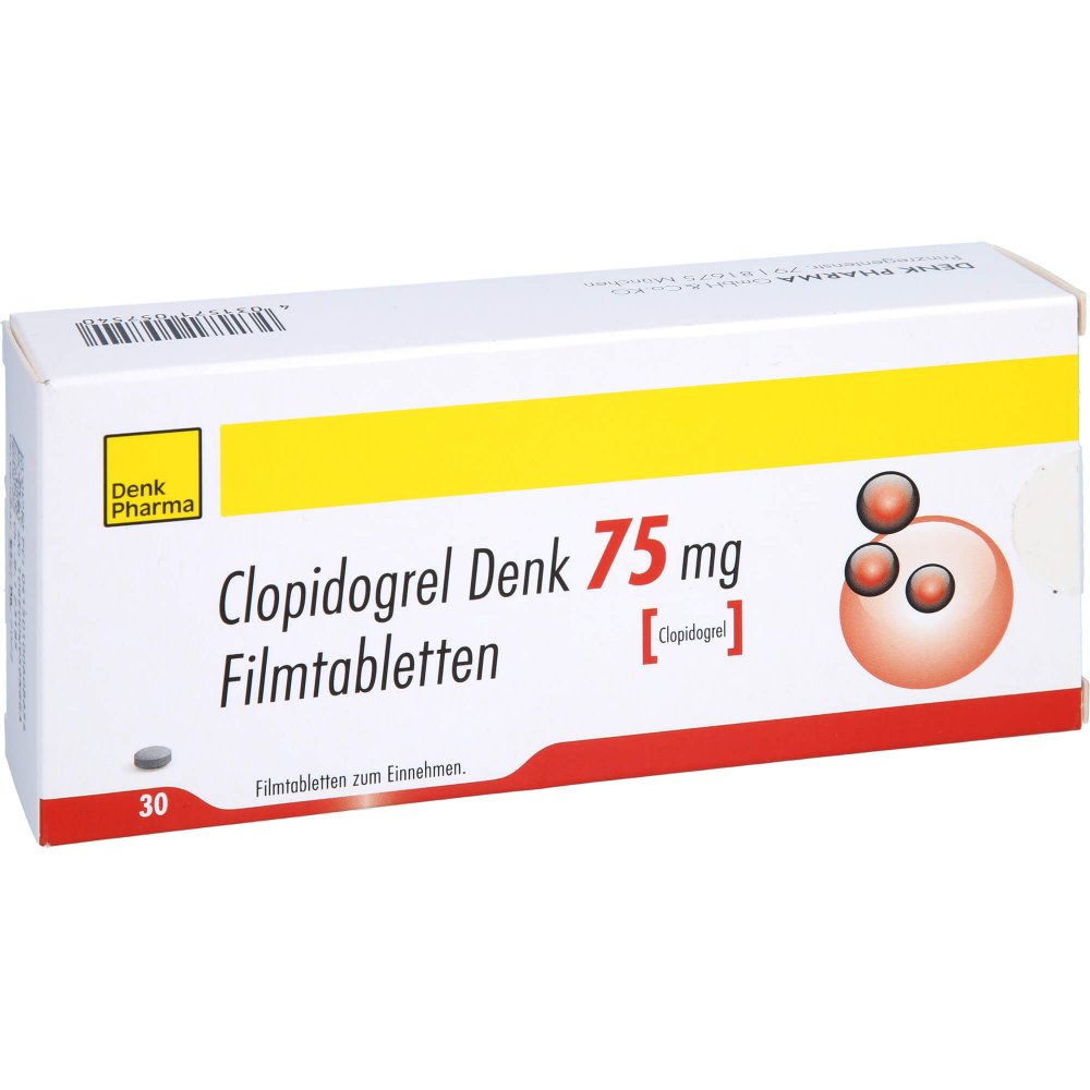 Das Produktfoto zeigt Clopidogrel Denk 75 Mg Filmtabletten (30 stk) PZN 10060865