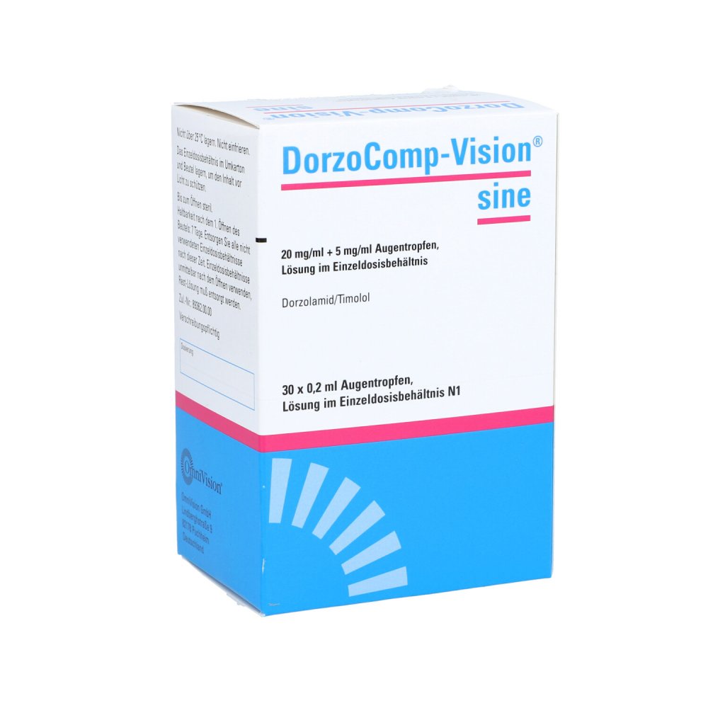 Das Produktfoto zeigt Dorzocomp-Vision Sine 20 Mg/Ml+5 Mg/Ml Atr Im Edb (30X0.2 ml) PZN 10064952