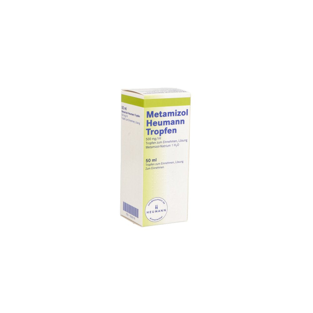 Das Produktfoto zeigt Metamizol Heumann Tropfen 500 Mg/Ml (50 ml) PZN 10065118