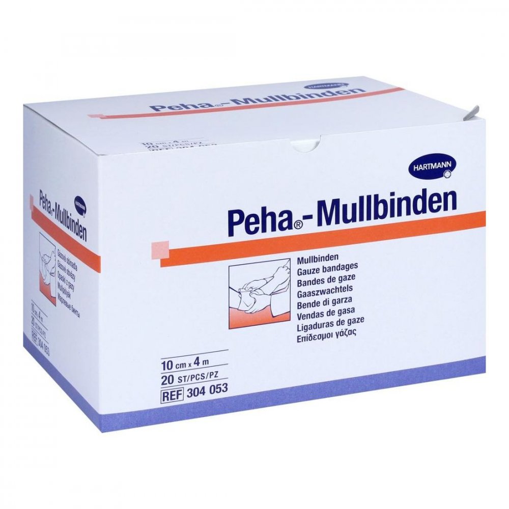 Das Produktfoto zeigt Peha-Mullbinde 10 Cmx4 M (20 stk) PZN 10069263