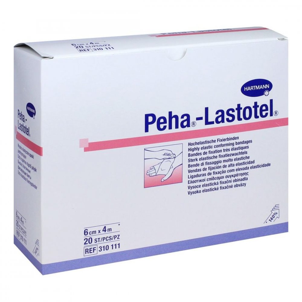 Das Produktfoto zeigt Peha-Lastotel Fixierbinde 6 Cmx4 M (20 stk) PZN 10069375