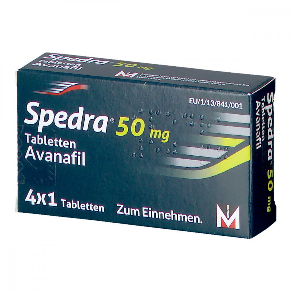 Das Produktfoto zeigt Spedra 50 Mg Tabletten (4 stk) PZN 10130494