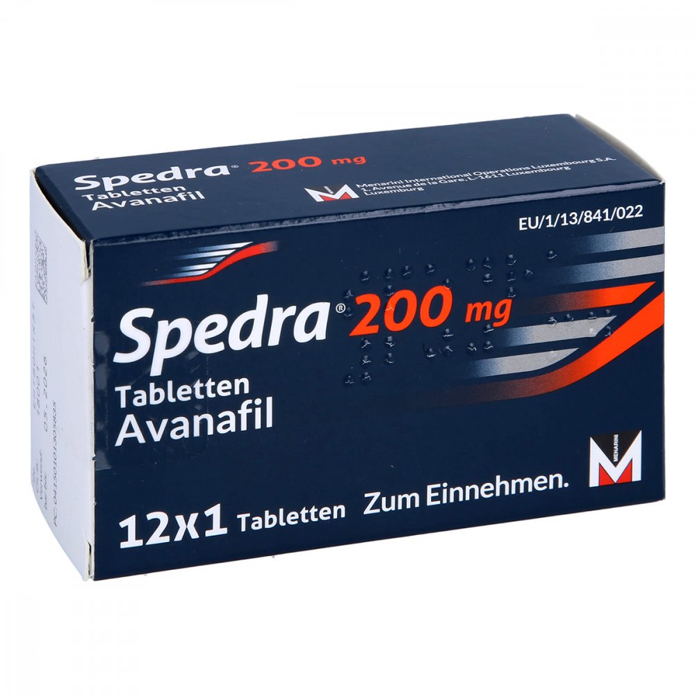 Das Produktfoto zeigt Spedra 200 Mg Tabletten (12 stk) PZN 10130583