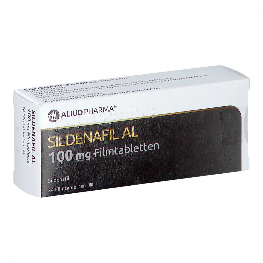 Das Produktfoto zeigt Sildenafil Al 100 Mg Filmtabletten (24 stk) PZN 10187838