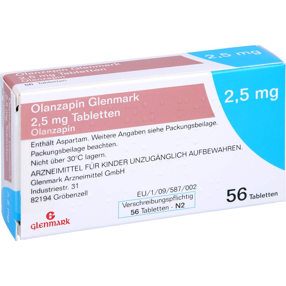 Das Produktfoto zeigt Olanzapin Glenmark 2,5 Mg Tabletten (56 stk) PZN 10229270