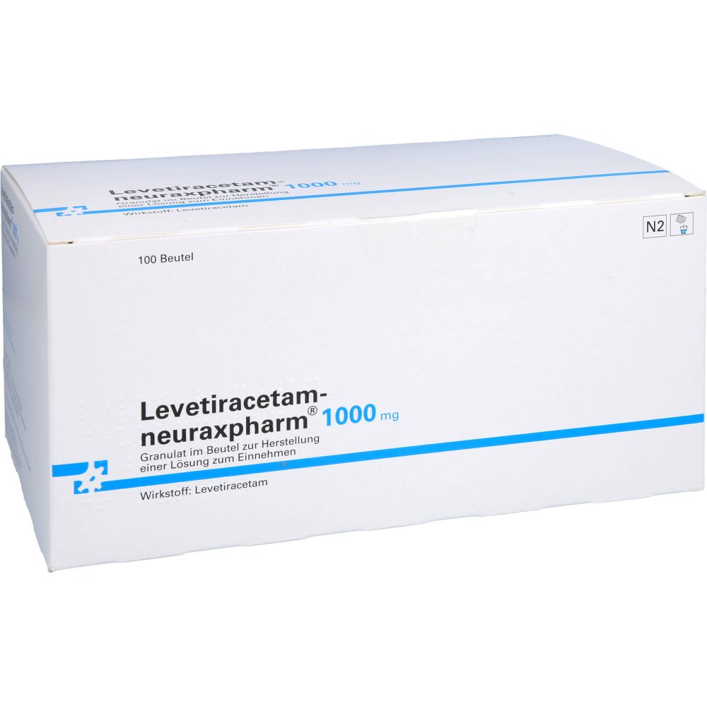 Das Produktfoto zeigt Levetiracetam-Neuraxpharm 1000 Mg G.Z.H.E.Lsg.Ein (100 stk) PZN 10251849