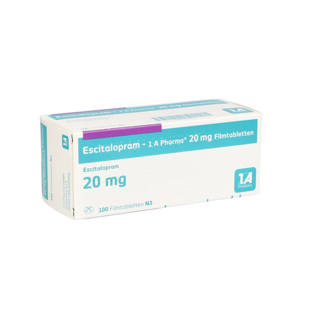 Escitalopram-1a Pharma 20 Mg Filmtabletten (100 stk)