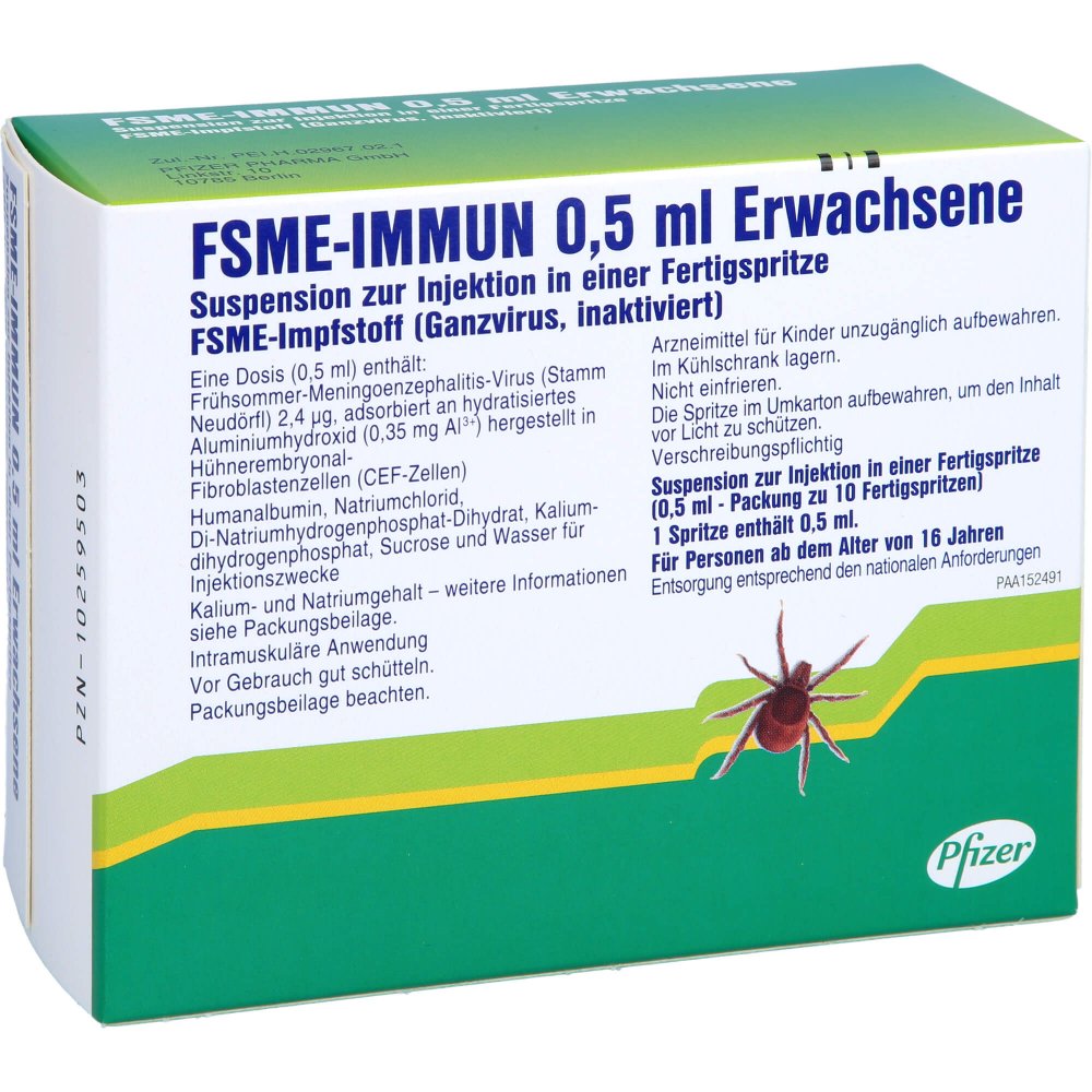 Fsme-Immun 0,5ml Erwachsene Inj.-Susp.Fs O.Kan. (10 stk)