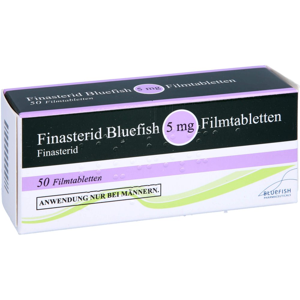 Das Produktfoto zeigt Finasterid Bluefish 5 Mg Filmtabletten (50 stk) PZN 10282293