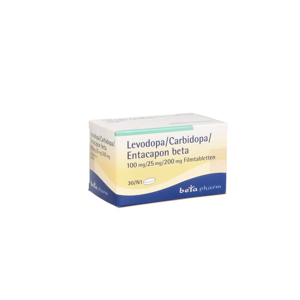 Das Produktfoto zeigt Levodopa/Carbidopa/Entacapon Beta 100/25/200 (30 stk) PZN 10324560