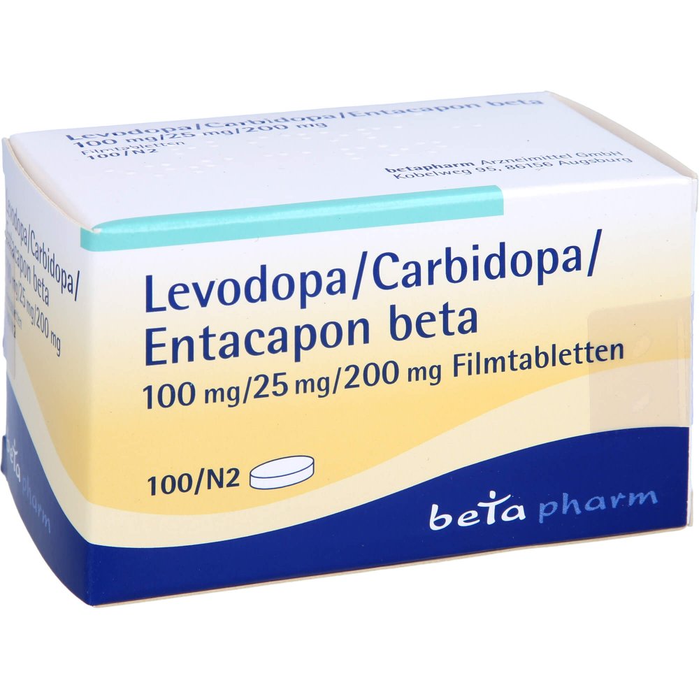 Das Produktfoto zeigt Levodopa/Carbidopa/Entacapon Beta 100/25/200 (100 stk) PZN 10324577