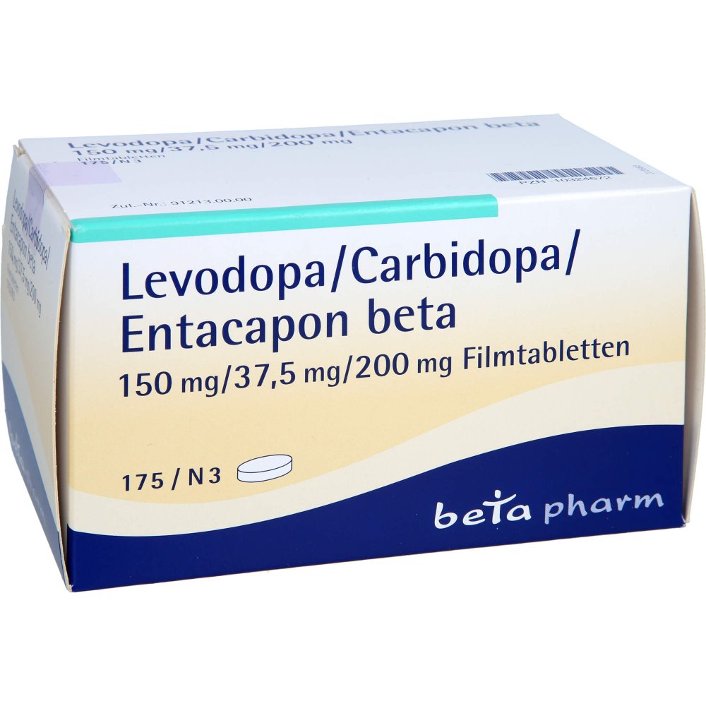 Das Produktfoto zeigt Levodopa/Carbidopa/Entacapon Beta 150/37,5/200 (175 stk) PZN 10324672