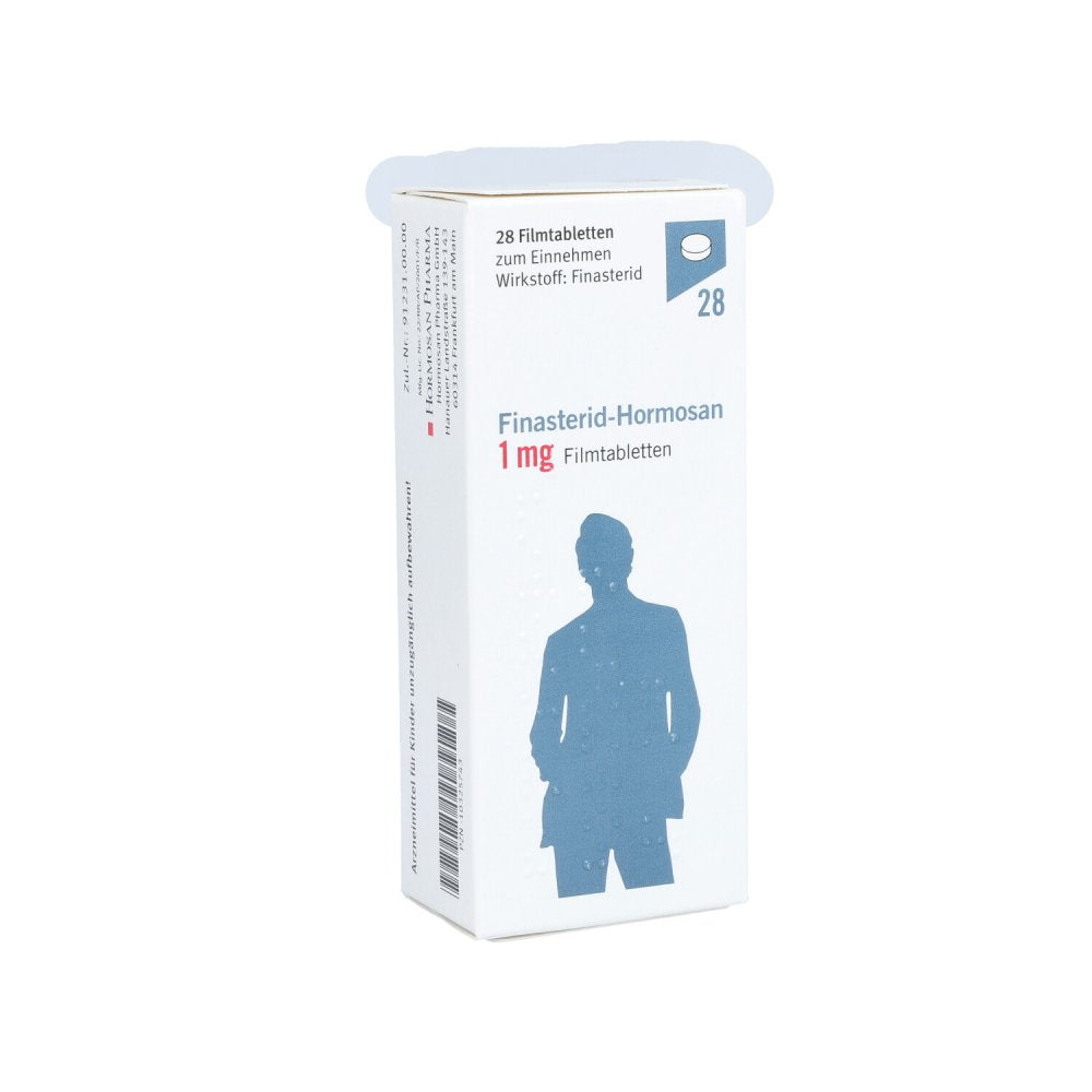 Das Produktfoto zeigt Finasterid-Hormosan 1 Mg Filmtabletten (28 stk) PZN 10325743