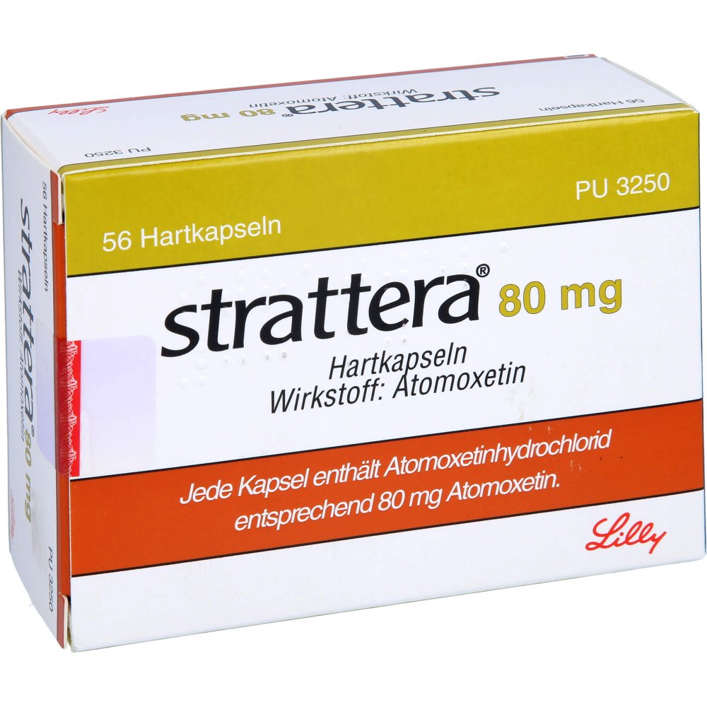 Das Produktfoto zeigt Strattera 80 Mg Hartkapseln (56 stk) PZN 10325938