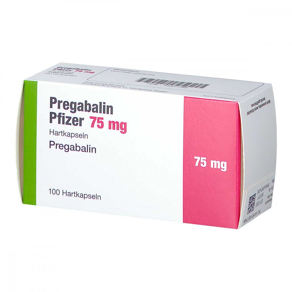 Das Produktfoto zeigt Pregabalin Pfizer 75 Mg Hartkapseln (100 stk) PZN 10327788
