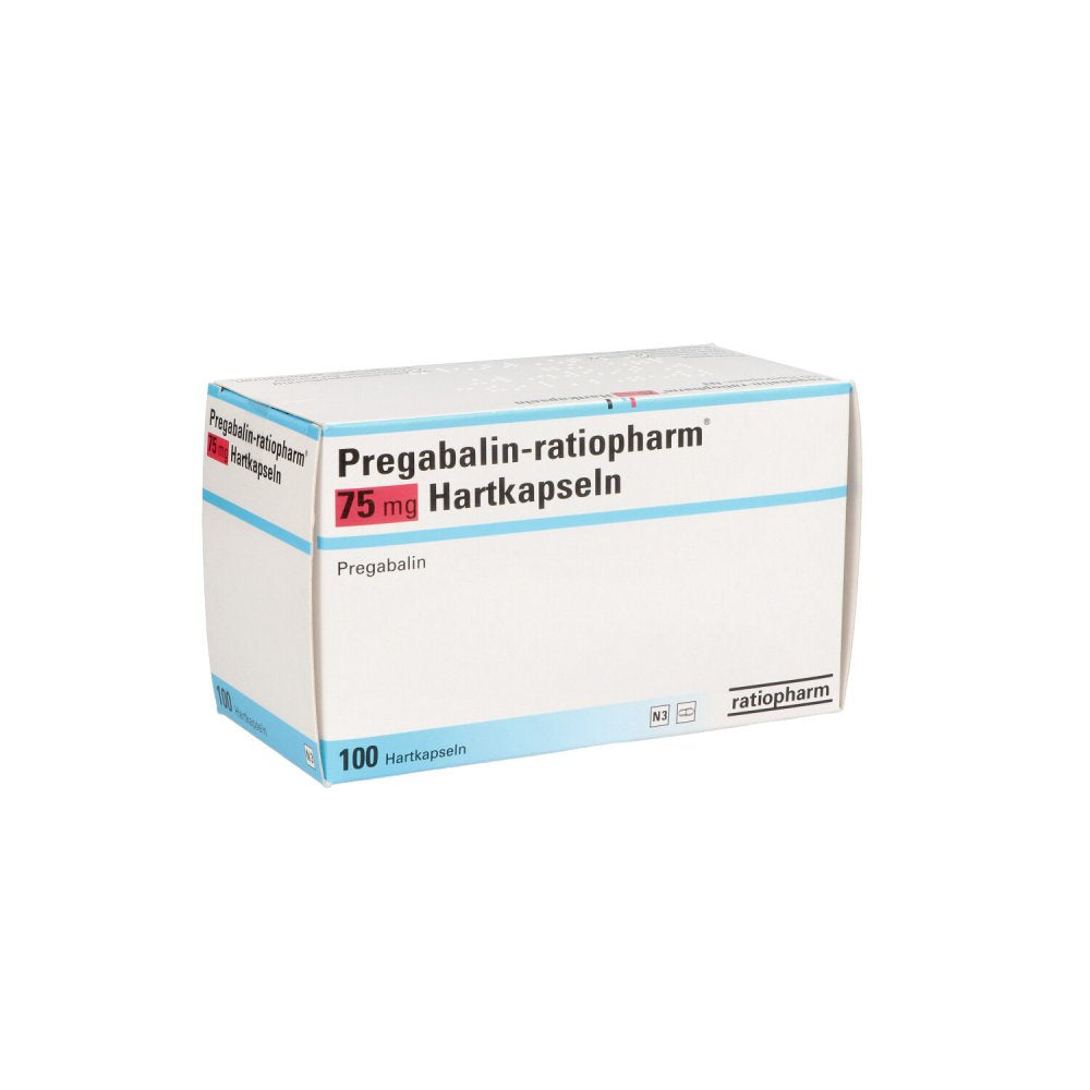 Das Produktfoto zeigt Pregabalin-Ratiopharm 75 Mg Hartkapseln (100 stk) PZN 10328865