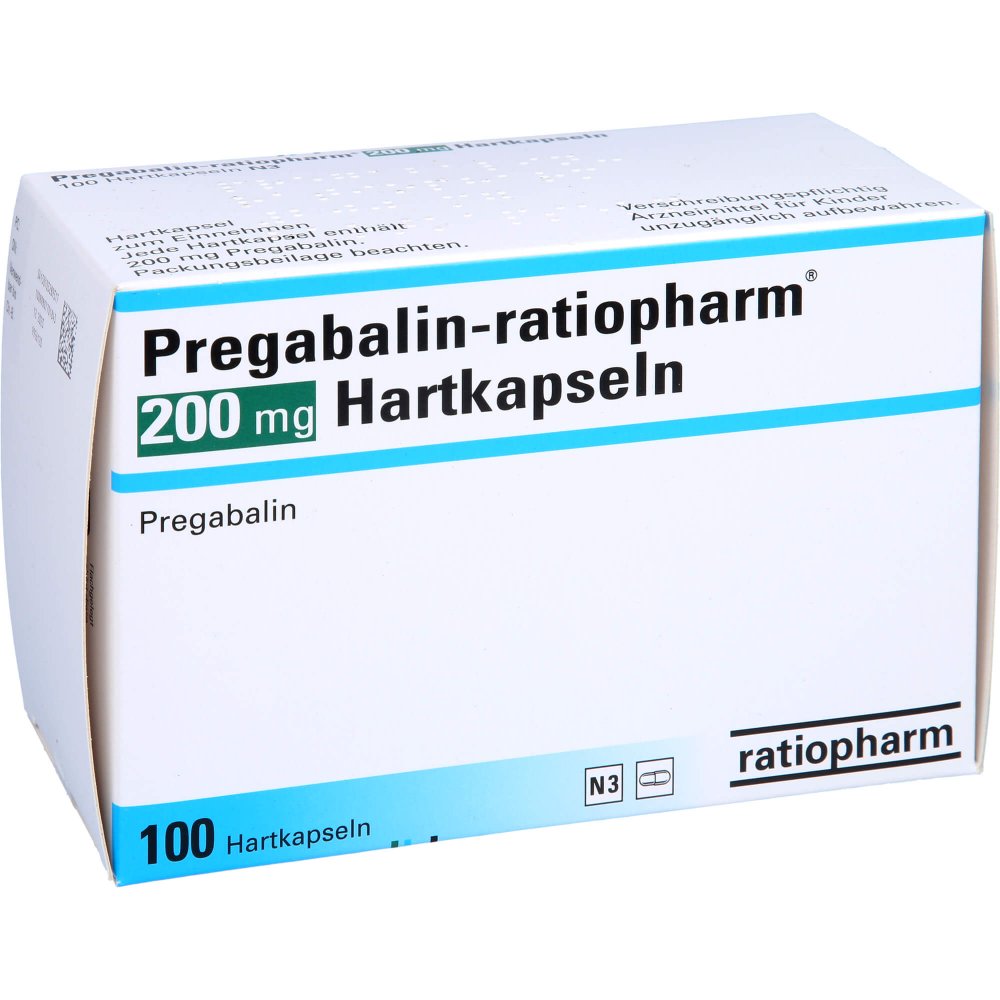 Das Produktfoto zeigt Pregabalin-Ratiopharm 200 Mg Hartkapseln (100 stk) PZN 10328931