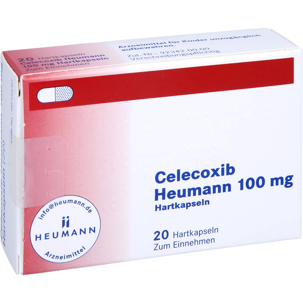 Das Produktfoto zeigt Celecoxib Heumann 100 Mg Hartkapseln (20 stk) PZN 10333926
