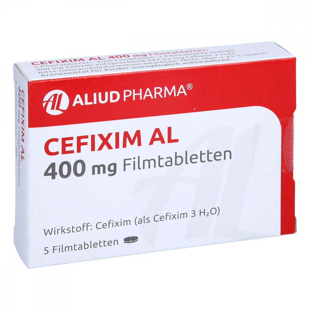Das Produktfoto zeigt Cefixim Al 400 Mg Filmtabletten (5 stk) PZN 10357281