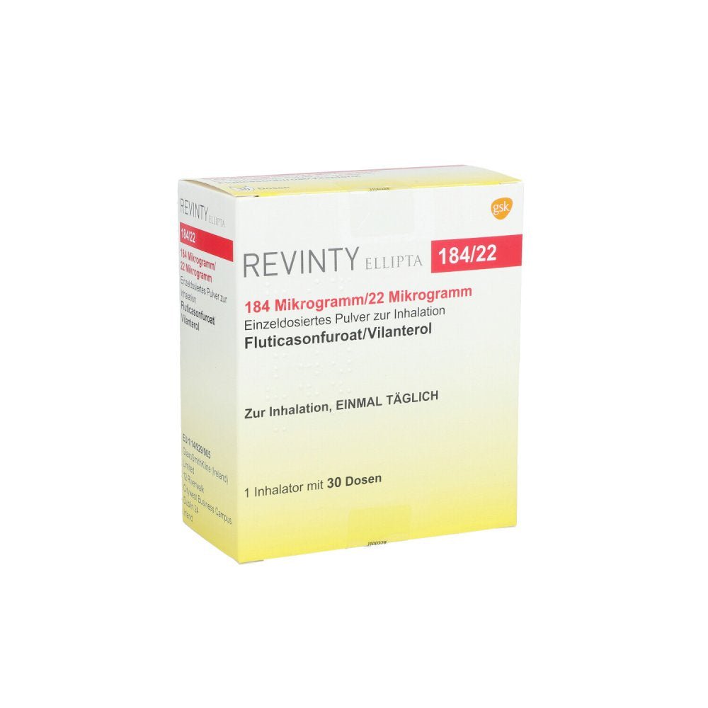 Das Produktfoto zeigt Revinty Ellipta 184 Μg/22 Μg Einzeld.P.Z.Inh.30ed (1 stk) PZN 10417675